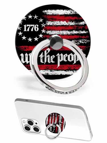 American Flag Phone Grip Rustic 1776 We The People Patriotic Black Phone Ring Holder Finger Grip Kickstand 360° Rotation Compatible with Most Cell Phones, Tablets and Cases, 1Pcs Round - size: 1Pcs Round