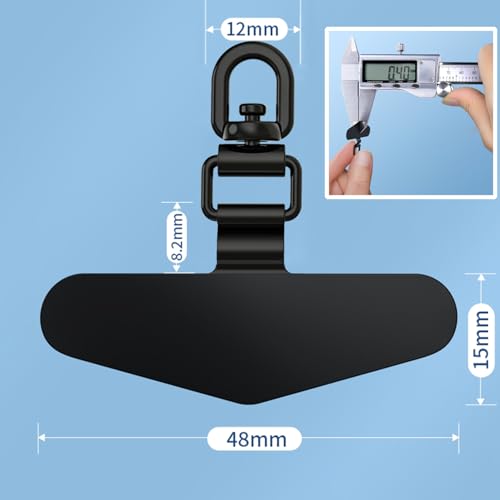 TENOC 360 Rotation Metal Phone Tether Tab, 2Pcs, Black - color: 360° Rotation-black