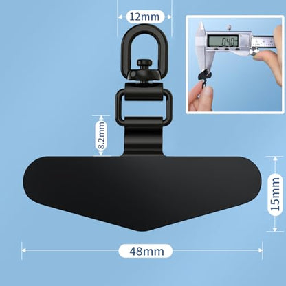 TENOC 360 Rotation Metal Phone Tether Tab, 2Pcs, Black - color: 360° Rotation-black