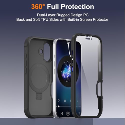 Compatible with iPhone 16 Plus Case with Stand 6.7",Black - color: Black, size: Iphone 16 Plus