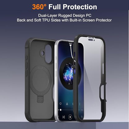Compatible with iPhone 16 Plus Case with Stand 6.7",Black - color: Black, size: Iphone 16 Plus