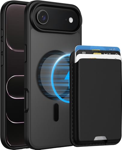 Magnetic for iPhone Air Wallet Case with Card Holder Black | Compatible with MagSafe, Shockproof Phone Cover with Detachable RFID Blocking Card Slot, Black - color: Black, size: iPhone Air
