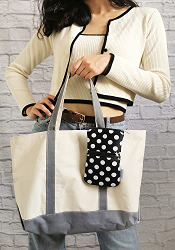 Tainada 2-Zip Neck Phone Pocket Bag w/Belt Loop (Black White Polka Dots) | For Men/Women; Water-resistant neoprene pouch, shockproof, lightweight, w/carabiner; Compatible with most of smartphones - color: Black White Polka Dots