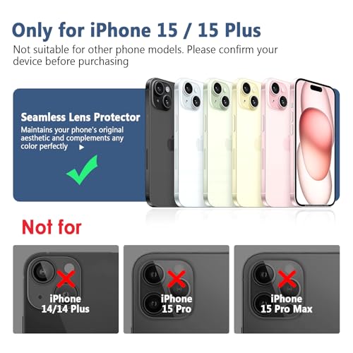 TENOC Camera Lens Protector for iPhone 15 & 15 Plus, Silver Glitter - size: iPhone 15/15 Plus