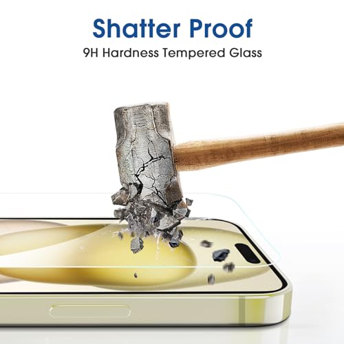 amFilm OneTouch for iPhone 15 Screen Protector 6.1'' Tempered Glass - size: IPH15-6.1”