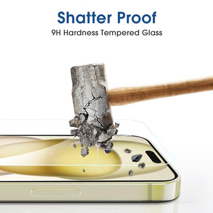 amFilm OneTouch for iPhone 15 Screen Protector 6.1'' Tempered Glass - size: IPH15-6.1”