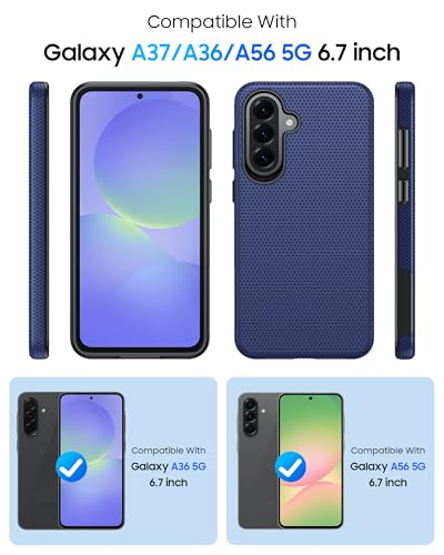 for Galaxy A37 5G Phone Case, Galaxy A36 5G Phone Case, Anti-Slip Textured, 14FT Mili-Grade Drop Protection Tested Samsung A37 5G Case, TPU+PC Dual Layer Shockproof Cover for A56 (Blue) - color: Blue