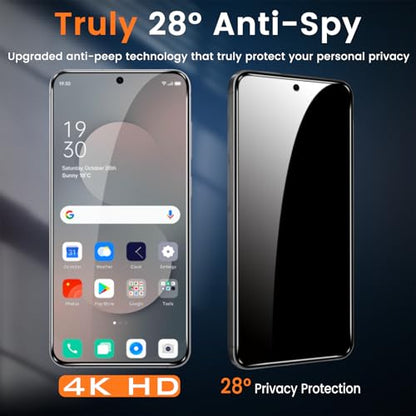 3+3 Pack for Samsung Galaxy S25 FE 5G Privacy Screen Protector with Camera Lens Protector, Anti-Spy Tempered Glass Film, 9H Hardness, Anti-Scratch, Touch Sensitive - size: Galaxy S25 FE