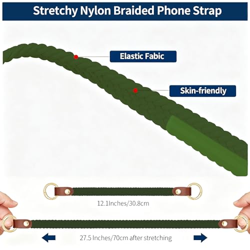 Hovmwey Stretchy Phone Lanyard Tether, 2 Pack Phone Leash Anti-theft Phone Strap for Anti-drop Outdoor Hiking Cycling Climbing Universal for Most Cell Phones, Dark Green - color: Dark Green