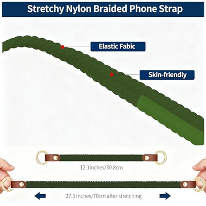 Hovmwey Stretchy Phone Lanyard Tether, 2 Pack Phone Leash Anti-theft Phone Strap for Anti-drop Outdoor Hiking Cycling Climbing Universal for Most Cell Phones, Dark Green - color: Dark Green