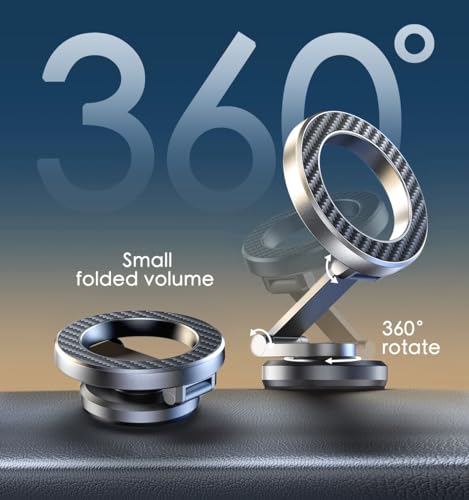 JUHOO Upgrade Phone Holder for car Magnetic rotatable and Retractable car Phone Holder Mount Dashboard Mount Fit for iPhone 15 14 13 12 Pro Max Plus Mini & All Smartphone - color: Gray