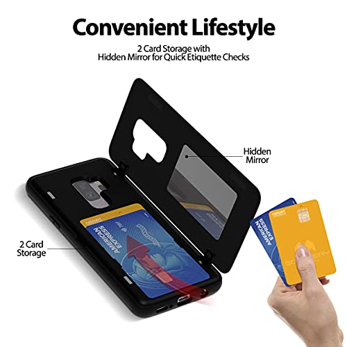 GOOSPERY Magnetic Door Bumper Compatible with Galaxy S9 Plus, Card Holder Wallet Case Easy Magnet Auto Closing Protective Dual Layer Sturdy Phone Back Cover - Black - color: Black, size: Galaxy S9 Plus