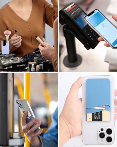 3Pc Silicone Card Holder for Phone Case, Stick On Back of Phone Wallet - color: Black+White+Dark Grey