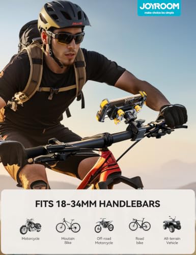 JOYROOM Motorcycle Phone Mount 150mPh Anti-Shock Dual Vibration Dampener - color: Yellow