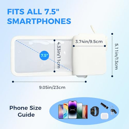 Wokyo Waterproof Phone Pouch with Dual Storage Compartments, Premium IPX8 Certified Cell Phone Dry Bag Holds Devices Up to 7.5in Includes Detachable Neck Strap for Boating Beach Day Trips White - color: White