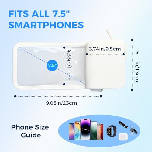Wokyo 2Pack Waterproof Phone Pouch Case with Twin Storage Areas, Advanced IPX8 Certification Cell Phone Dry Bag Transparent Window Fits Up to 7.5" for Vacation Snorkeling Tubing Adventures - color: White + White