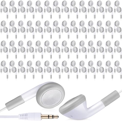 Konohan 150 Packs Earbuds Bulk Earphones 3.5 mm Headphones Wired Ear,White - color: White