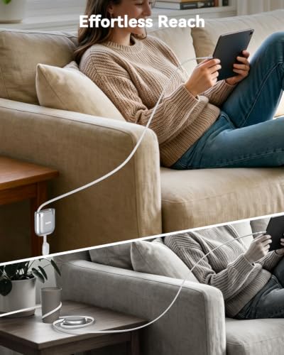 SOOPII 240W Single-Pull Retractable USB C to USB C Cable, 3.71FT, Silver - color: Silver, size: 3.71FT-1 Pack