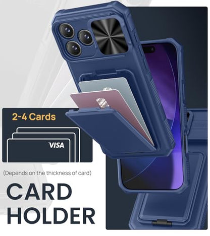 SSLOTSCASE for iPhone 17 Pro Case with Stand & Credit Card Holder, Blue - color: Blue, size: Iphone 17 Pro