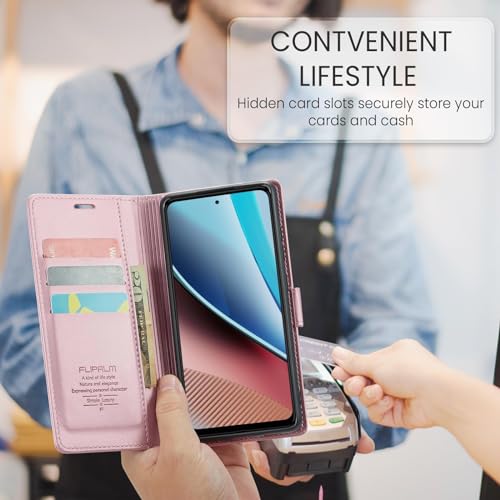FLIPALM Wallet Case for Samsung Galaxy A15 5G, Rose Gold | Card Holder, RFID Blocking, PU Leather Folio Flip, Kickstand, Protective Shockproof Cover - color: Rose Gold