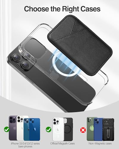 Miroddi for MagSafe Wallet, Ultra-Thin Magnetic Wallet with 2 Card Slots | RFID Blocking, No More Falling, Strongest Magnetic Card Holder for iPhone 17/16/15/14/13/12 Series & Pixel 10 Series, Black - color: Black