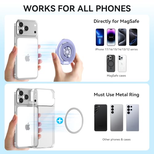 Magnetic Phone Ring Grip for MagSafe Compatible with iPhone 17/16/15/14/13 - color: Purple