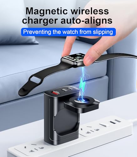 4 in 1 for Apple Watch Charger,Wireless Magnetic iWatch Charger,Portable Travel Essentials 40W USB C Fast Charging Block for Phone AirPods iWatch Ultra/SE/11/10/9/8/7,iPhone 17/16/15/14 Devices,Black