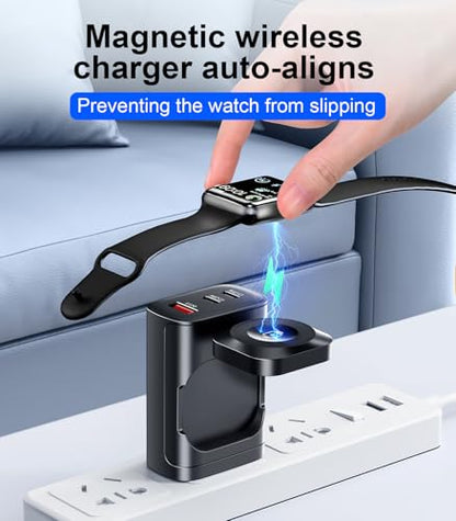4 in 1 for Apple Watch Charger,Wireless Magnetic iWatch Charger,Portable Travel Essentials 40W USB C Fast Charging Block for Phone AirPods iWatch Ultra/SE/11/10/9/8/7,iPhone 17/16/15/14 Devices,Black