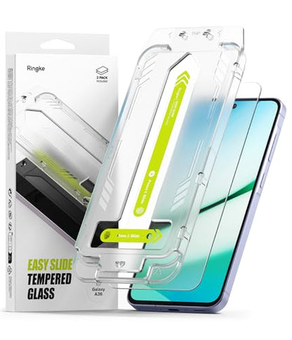 Ringke for Samsung Galaxy A36 5G Screen Protector [Easy Slide, 2 Pack] | Easy Installation with Alignment Tool, Case Friendly Premium 9H Hardness Tempered Glass - size: Galaxy A36
