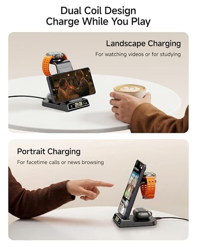 3 in 1 Wireless Charger for Samsung Galaxy S26 Ultra, Galaxy Watch 8, Buds - color: Black