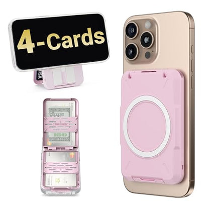PROfezzion Double Sided Magnetic Wallet 4-Card Holder for MagSafe iPhones - color: Pink