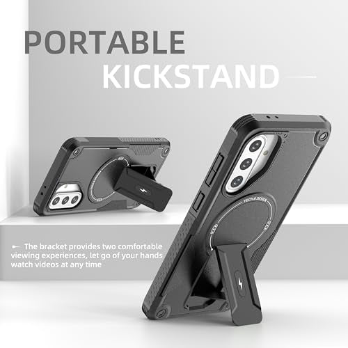 for Galaxy A37/A36-5G Case Military-Grade Dropproof Phone/Invisible Kickstand with MagSafe/HD Screen Protector, Protective Magnetic Phone Cover for Samsung Galaxy A37 4G/5G&A36 5G (Black) - color: Black