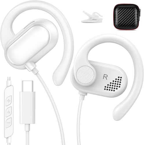 ACANDYA USB C Earbuds Wired Over Ear Headphone Open Ear Sport Headset White - color: White