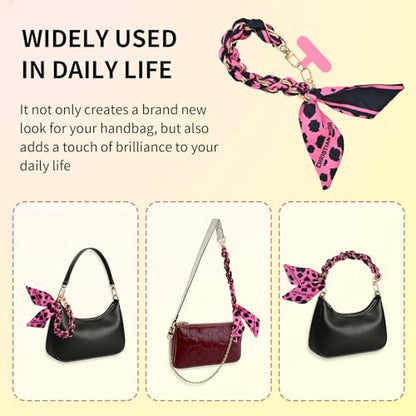Phone Wrist Strap with Gold Metal Scarf and Universal Tether Tab, Aesthetic Print Design Ribbon Chain, Multi-Purpose Accessories for Bag Key Cellphone for Men Women Girls-Hot Pink Leopard - color: Hot Pink Leopard