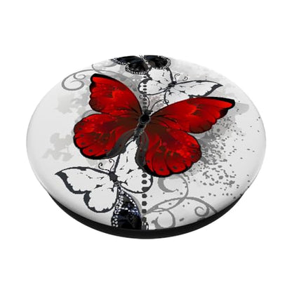 Cute Red Black & White Butterfly Phone Grip with Butterflies PopSockets Adhesive PopGrip - style: Adhesive PopGrip
