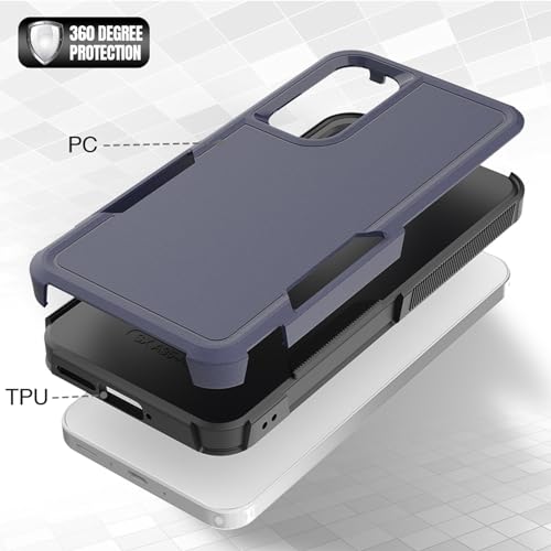 for Samsung Galaxy A35 5G Case: Dual Layer Protective Heavy Duty Cell Phone Cover Shockproof Rugged with Screen Protector - Military Protection Bumper Tough - Samsung Galaxy A35 5G 2024, Blue - color: Navy Blue (PC) + Black (TPU)