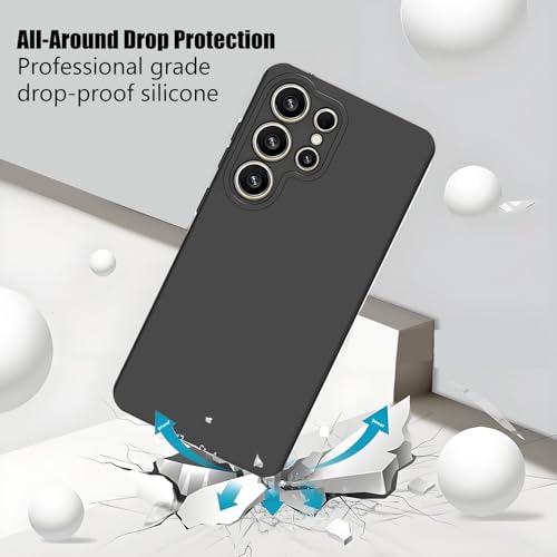 TENOC Phone Case for Samsung Galaxy S25 Ultra, Black Case Anti-Fingerprint Protective Bumper Matte Cover - color: Black, size: S25 Ultra