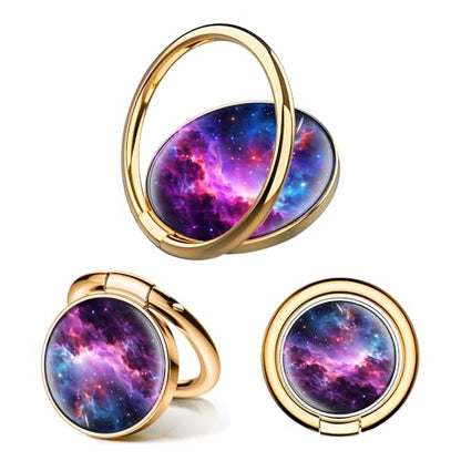 Cell Phone Ring Holder, Cute Phone Ring Grip Stand, 360°Rotation Funny Metal Kickstand Finger Grip Purple Luxury Universe - color: Purple Luxury Universe