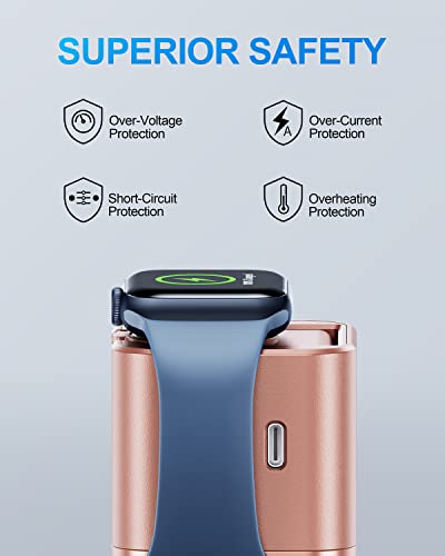 BeaSaf 36W for Apple Charging Block with Built-in Watch Charger, Foldable PD Fast Charger Block for iPhone, Dual Ports Wall Charger Compatible with Apple Watch iPhone AirPods(Rose Gold) - color: Rose Gold