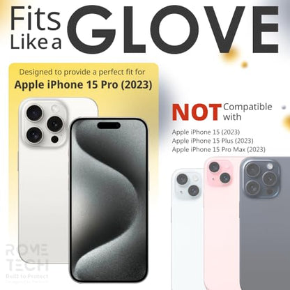 Rome Tech Clear Case Compatible with MagSafe for iPhone 15 Pro (2023) - Slim and Rugged Fit Thin Shockproof Case Compatible with Magsafe Devices - Clarity - style: iPhone 15 Pro