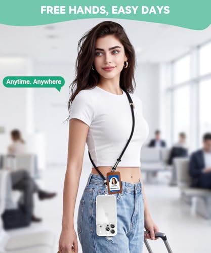 Phone Lanyard Crossbody with 2TPU Tabs - color: Black