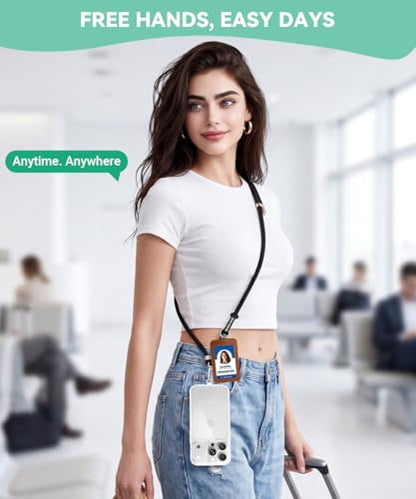 Phone Lanyard Crossbody with 2TPU Tabs - color: Black+white Stripe