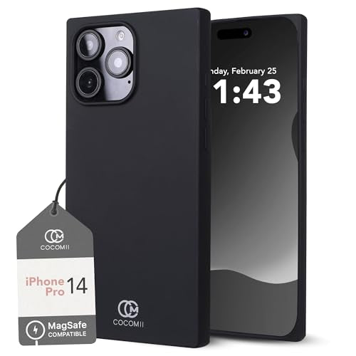 COCOMII Rectangle for iPhone 14 Pro Case, Matte Black Silicone | Compatible with MagSafe Wireless Charging, Shockproof 10ft Drop Protection, Camera & Screen Protection, Premium Glossy Finish - color: Matte Black Silicone, size: iPhone 14 Pro (6.1")