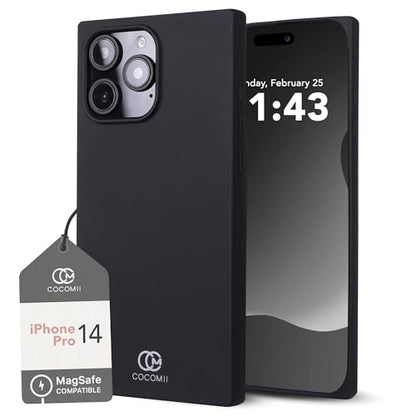 COCOMII Rectangle for iPhone 14 Pro Case, Matte Black Silicone | Compatible with MagSafe Wireless Charging, Shockproof 10ft Drop Protection, Camera & Screen Protection, Premium Glossy Finish - color: Matte Black Silicone, size: iPhone 14 Pro (6.1")