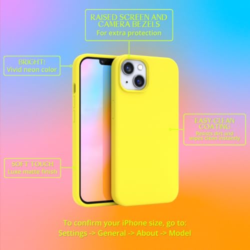 FELONY CASE - iPhone 13 / iPhone 14 Case - Neon Yellow Silicone Phone Cover | Liquid Silicone with Anti-Scratch Microfiber Lining, 360° Shockproof Protective Case for Apple iPhone 13 / iPhone14 - color: Neon Yellow, size: iPhone 13/14 without MagSafe
