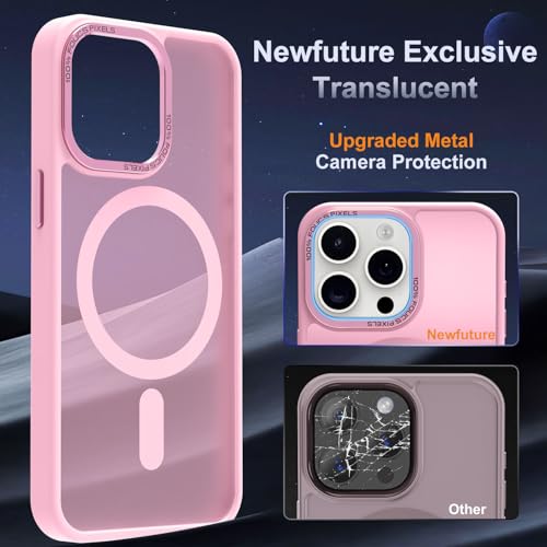 Newfuture Magnetic for iPhone 14 Pro Case Matte Shockproof, Chalk Pink | Military Drop Protection, Slim Matte Anti-Fingerprint, Compatible with Magsafe, Camera Guard, Translucent Protective Cover - color: Chalk Pink, size: iPhone 14 Pro 6.1 inch