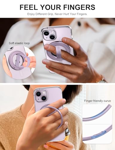 EWA MagOne Ultra for Magsafe Phone Grip Kickstand [Replaceable Elastic Finger Loop], Mag Safe Ring Holder Stand, Two-Sided Magnetic Phone Accessories for iPhone 17,16,15,14,13,12 Pro/Max/Plus-Purple - color: Purple