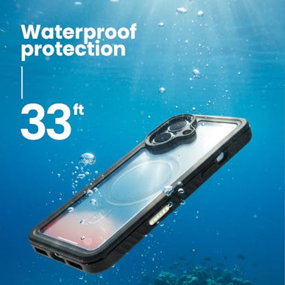 MOTIVE Waterproof Case with Belt Clip iPhone 17, Magnetic | 6.3" | Built-in screen protector, 360° protection, compatible with MagSafe, 360° belt holster - size: iPhone 17