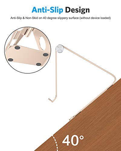 OMOTON T1 Adjustable Tablet Stand for Desk, Aluminum Holder for iPad Gold - color: Gold