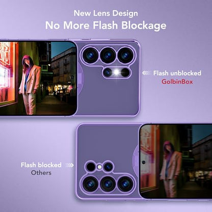 GolbinBox Magnetic for Samsung Galaxy S26 Ultra Case with 360° Spin Stand | [Compatible with MagSafe][Military Drop Protection] Shockproof Galaxy S26 Ultra Phone Cover with Kickstand,Light Purple/Clear - color: Light Purple/Clear